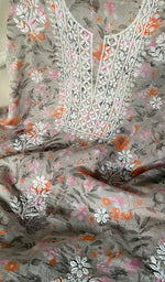 Load image into Gallery viewer, Women's Lakhnavi Handcrafted Cotton Chikankari Kurta And Kurta Dupatta Set - HONC0264801