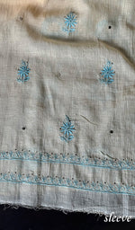 Load image into Gallery viewer, Women's Lakhnavi Handcrafted Maheshwari Mul Chanderi Chikankari Unstitched Kurti Fabric - HONC0209621