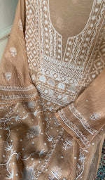 Load image into Gallery viewer, Women's Lakhnavi Handcrafted Mul Chanderi Semi Stitched Kurta And Dupatta Set - HONC358771