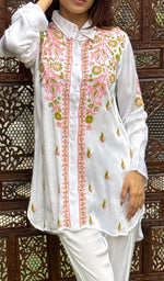 Load image into Gallery viewer, Women's Lakhnavi Handcrafted Modal Cotton Chikankari Top And Pant Set - HONC0244566