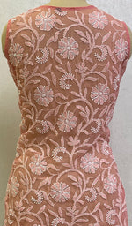 Load image into Gallery viewer, Women's Lucknowi Handcrafted Faux-Georgette Chikankari Top- HONC0140463