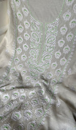Load image into Gallery viewer, Women's Lakhnavi Handcrafted Mul Chanderi Unstitched Kurta And Dupatta Set - HONC0267973