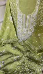 Load image into Gallery viewer, Women's Lakhnavi Handcrafted Mul Chanderi Unstitched Kurta And Dupatta Set - HONC0353062