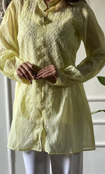 Load image into Gallery viewer, Women's Lakhnavi Handcrafted Mul Chanderi Chikankari Top - HONC0312909