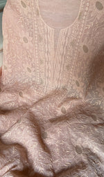 将图像加载到图库查看器中, Women's Lakhnavi Handcrafted Mul Chanderi Unstitched Chikankari Full Suit - HONC0370548