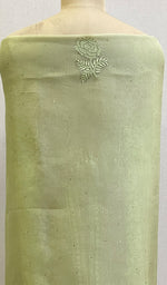 Load image into Gallery viewer, Rose Women's Lakhnavi Handcrafted Pure Organza Chikankari Unstitched Kurta And Dupatta Set - HONC0214222