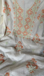将图像加载到图库查看器中, Women's Lakhnavi Handcrafted Mul Chanderi Unstitched Kurta And Dupatta Set - HONC0266916