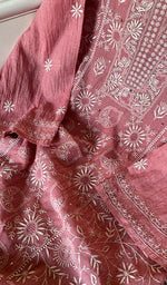 将图像加载到图库查看器中, Women's Lakhnavi Handcrafted Tissue Chanderi Semi - Stitched Kurta And Dupatta Set - HONC0267045