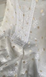 将图像加载到图库查看器中, Women's Lakhnavi Handcrafted Unstitchd Mul Chanderi Kurta And Dupatta Set - HONC0341045