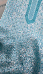 Load image into Gallery viewer, Women's Lakhnavi Handcrafted Cotton Unstitched Chikankari Suit Material - HONC0367378