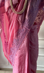 将图像加载到图库查看器中, Women's Lakhnavi Handcrafted Tussar Silk Chikankari Saree - HONC0284160