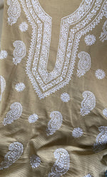 Load image into Gallery viewer, Women's Lucknowi Handcrafted Kota Cotton Chikankari Unstitched Kurta And Dupatta Set - HONC0340099