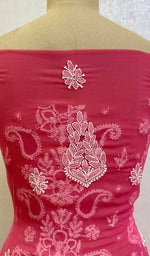 Load image into Gallery viewer, Women's Lucknowi Handcrafted Faux-Georgette Chikankari Suit Material- HONC0154322