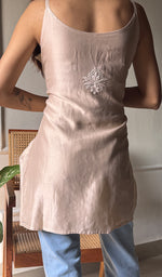 Load image into Gallery viewer, Women's Lakhnavi Handcrafted Chanderi Silk Chikankari Top - HONC0290675