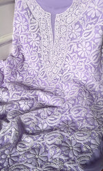 Load image into Gallery viewer, Women's Lucknowi Handcrafted Faux-Georgette Chikankari Suit Material - HONC0315341