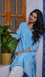 Load image into Gallery viewer, Zoya Women's Lucknowi Handcrafted Muslin Chikankari Kurti - HONC0198149
