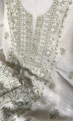 Load image into Gallery viewer, Women's Lakhnavi Handcrafted Unstitched Mul Chanderi Kurta And Dupatta Set - HONC0327487