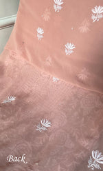 Load image into Gallery viewer, Women's Lakhnavi Handcrafted Pure Silk Georgette Chikankari Kurta And Dupatta Set- HONC0290999