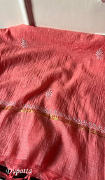 将图像加载到图库查看器中, Women's Lakhnavi Handcrafted Linen Cotton Semi -Stitched Anarkali And Dupatta Set - HONC0246483