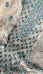 Load image into Gallery viewer, Saziya Women's Lakhnavi Handcrafted Mul Chanderi Semi - Stitched Kurta And Dupatta Set - HONC0249178