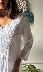 Load image into Gallery viewer, Women's Lakhnavi Handcrafted Modal Cotton Chikankari Top - HONC0198209