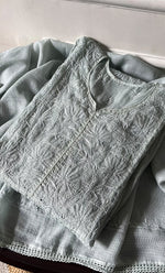 将图像加载到图库查看器中, Sehmat Women's Lakhnavi Handcrafted Kota Cotton Semi -Stitched Kurta And Dupatta Set- HONC0300697