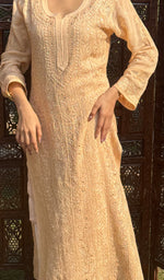 将图像加载到图库查看器中, Women's Lakhnavi Handcrafted Viscose Georgette Chikankari Kurti - HONC0204856
