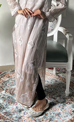 Load image into Gallery viewer, Women's Lucknowi Handcrafted Mul Chanderi Chikankari Kurti - HONC0329790