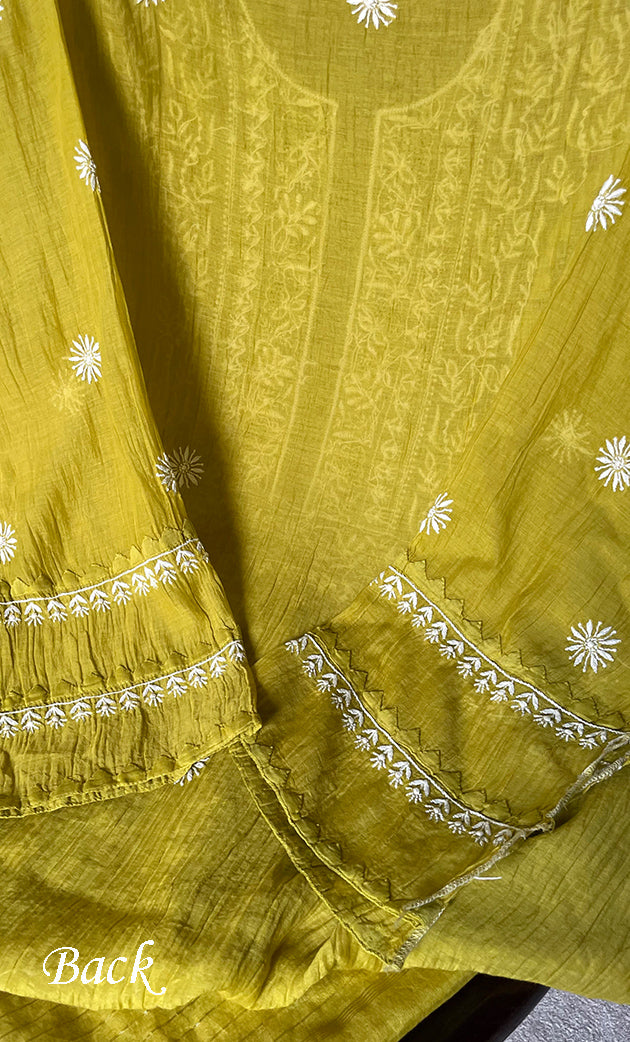 Women's Lakhnavi Handcrafted Mul Chanderi Semi - Stitched Kurta And Dupatta Set - HONC0304193