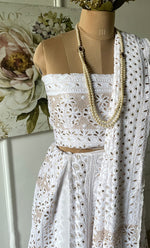 Load image into Gallery viewer, Women's Lakhnavi Handcrafted Bridal Viscose Georgette Chikankari Lehenga Set - HONC0265092