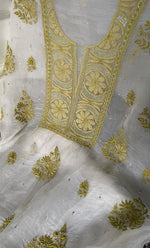 Load image into Gallery viewer, Women's Lakhnavi Handcrafted Pure Organza Chikankari Unstitched Kurta And Dupatta Set- HONC0328273