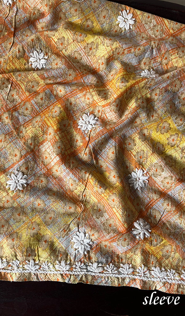 Women's Lakhnavi Handcrafted Cotton Chikankari Unstitched Kurti Fabric - HONC0284377