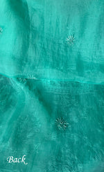 将图像加载到图库查看器中, Women's Lakhnavi Handcrafted Pure Organza Chikankari Unstitched Kurta And Dupatta Set- HONC029556