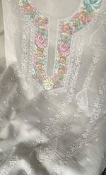 Load image into Gallery viewer, Women's Lakhnavi Handcrafted Unstitched Cotton Chikankari Kurta Dupatta Set - HONC0326100