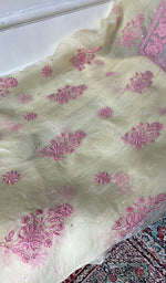 Load image into Gallery viewer, Women's Lakhnavi Handcrafted Pure Organza Chikankari Unstitched Kurta And Dupatta Set- HONC0361461