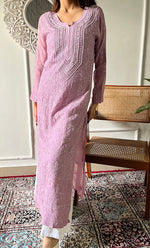 Load image into Gallery viewer, Women's Lakhnavi Handcrafted Viscose Georgette Chikankari Kurti - HONC0318806