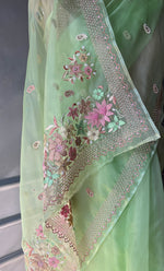 将图像加载到图库查看器中, Inayat Women's Lucknowi Handcrafted Pure Organza Silk Chikankari Saree  - HONC0278819