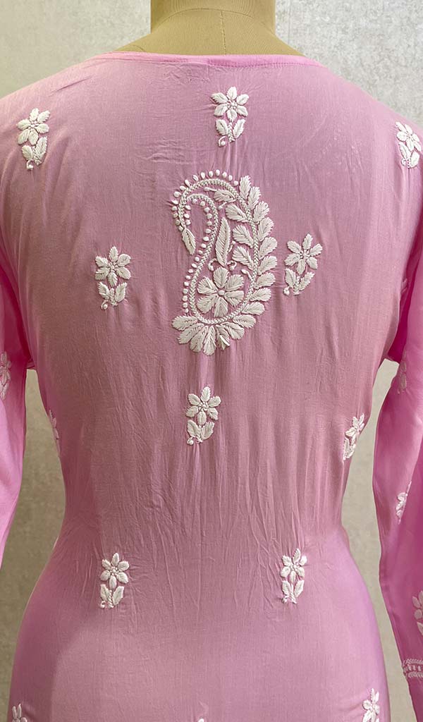 Zhavia Women's Lakhnavi Handcrafted Modal Cotton Chikankari Kurta And Gharara Set - HONC0130449