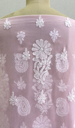 Load image into Gallery viewer, Women's Lucknowi Handcrafted Faux-Georgette Chikankari Unstitched Kurta And Dupatta Material - HONC0191259