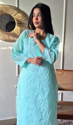 将图像加载到图库查看器中, Anisa Women's Lakhnavi Handcrafted Cotton Chikankari Kurti - HONC0356981