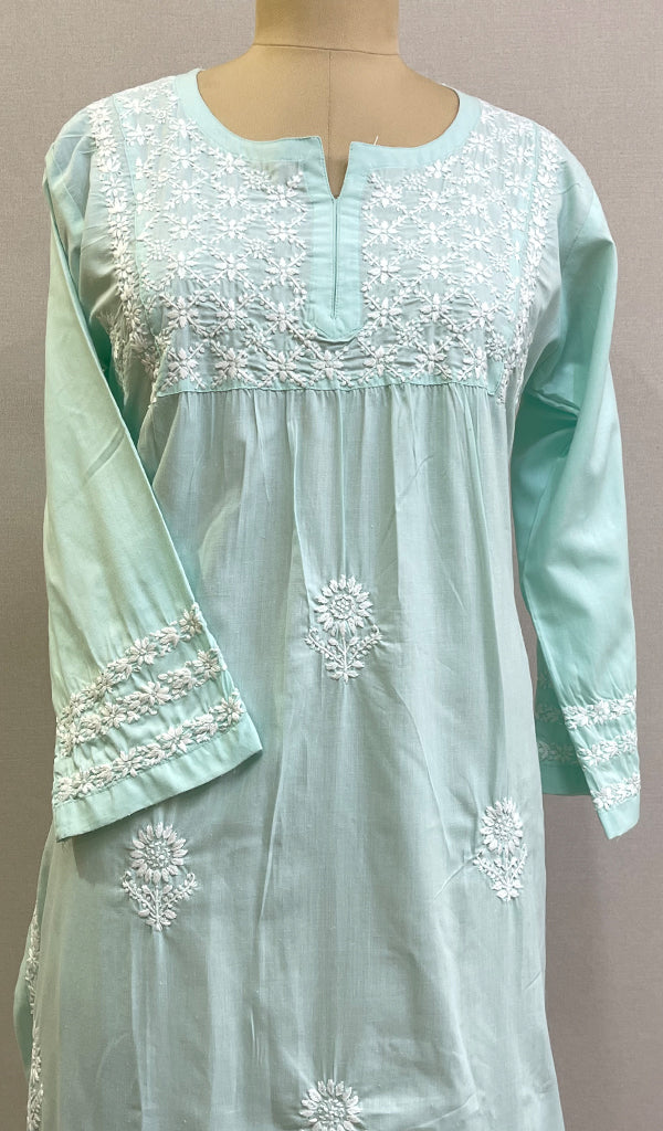 Naaz Women's Lucknowi Handcrafted Kota Cotton Chikankari Semi Stitched Kurta And Dupatta Set - HONC0322002