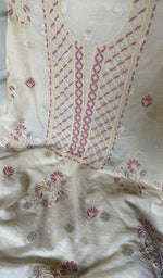 Load image into Gallery viewer, Women's Lakhnavi Handcrafted Chanderi Silk Unstitched Chikankari Full Suit - HONC0352032