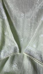 将图像加载到图库查看器中, Hana Women's Lakhnavi Handcrafted Mul Chanderi Semi - Stitched Kurta And Dupatta Set - HONC0290062