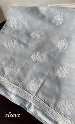 将图像加载到图库查看器中, Women's Lakhnavi Handcrafted Cotton Chikankari Unstitched Kurti Fabric - HONC0318477