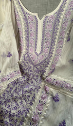 Load image into Gallery viewer, Aaliyah Women's Lakhnavi Handcrafted Mul Chanderi Semi - Stitched Kurta And Dupatta Set - HONC0290531