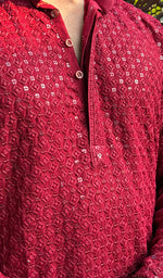 Load image into Gallery viewer, Men's Faux-Georgette Hakoba Kurta - HONC0266668