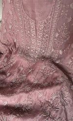 Load image into Gallery viewer, Women's Lakhnavi Handcrafted Pure Organza Chikankari Unstitched Kurta And Dupatta Set- HONC0327851