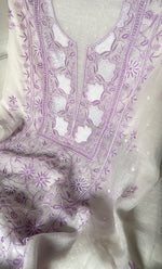 Load image into Gallery viewer, Women's Lakhnavi Handcrafted Unstitched Mul Chanderi Kurta And Dupatta Set - HONC0327491