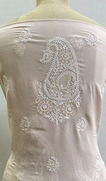 Load image into Gallery viewer, Women's Lakhnavi Handcrafted Pure Silk Georgette Chikankari Full Suit Fabric - HONC0172045