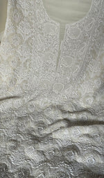 Load image into Gallery viewer, Women's Lakhnavi Handcrafted Pure Silk Georgette Chikankari Kurta And Dupatta Set- HONC0249930
